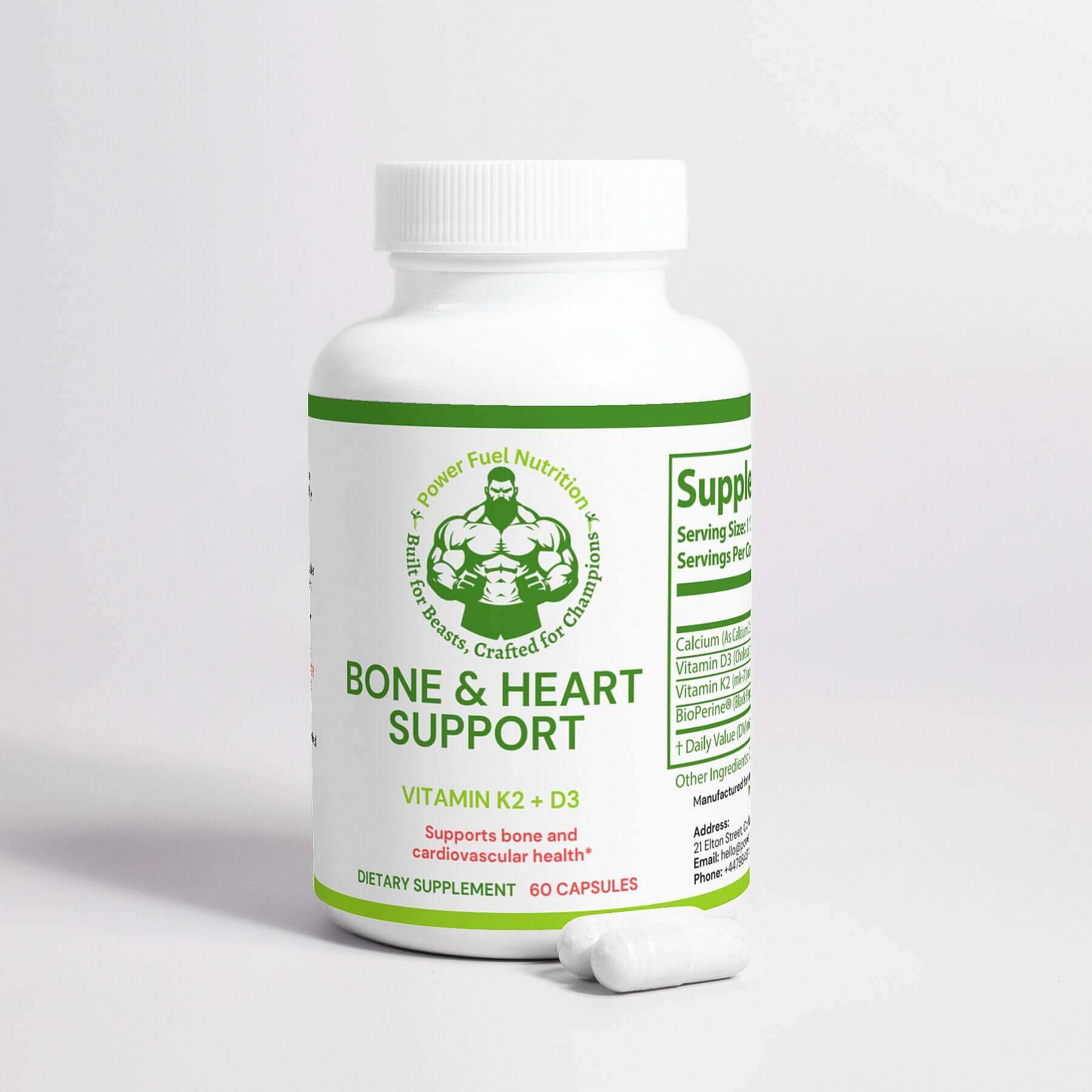 Bone & Heart Support> Boost your overall health with Power Fuel Nutrition's Bone & Heart Support. Our unique formula provides essential nutrients to support a healthy heart > $28.00 > Power Fuel Nutrition