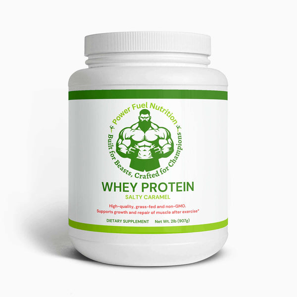 Whey Protein (Salty Caramel Flavour)> Boost your workout routine with Power Fuel Nutrition's Whey Protein in salty caramel flavour! This protein powder will help you build muscle and reach your goal > $49.90 > Power Fuel Nutrition