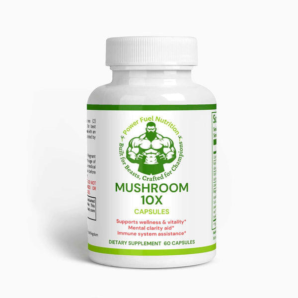 Mushroom Complex 10 X> Boost your health with Power Fuel Nutrition Mushroom Complex 10X! This powerful complex includes 10 different types of mushrooms providing a variety of benefit > $29.00 > Power Fuel Nutrition